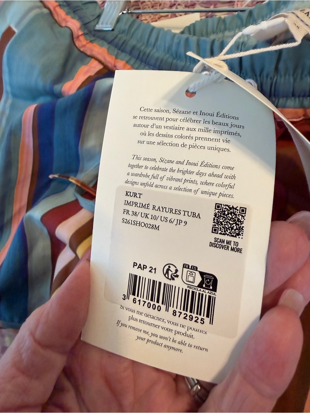 NWT SZ 36 Sézane x Inoui Editions MAX Tuba Multi Striped Button-Down Shirt 🇫🇷! - Picture 10 of 10